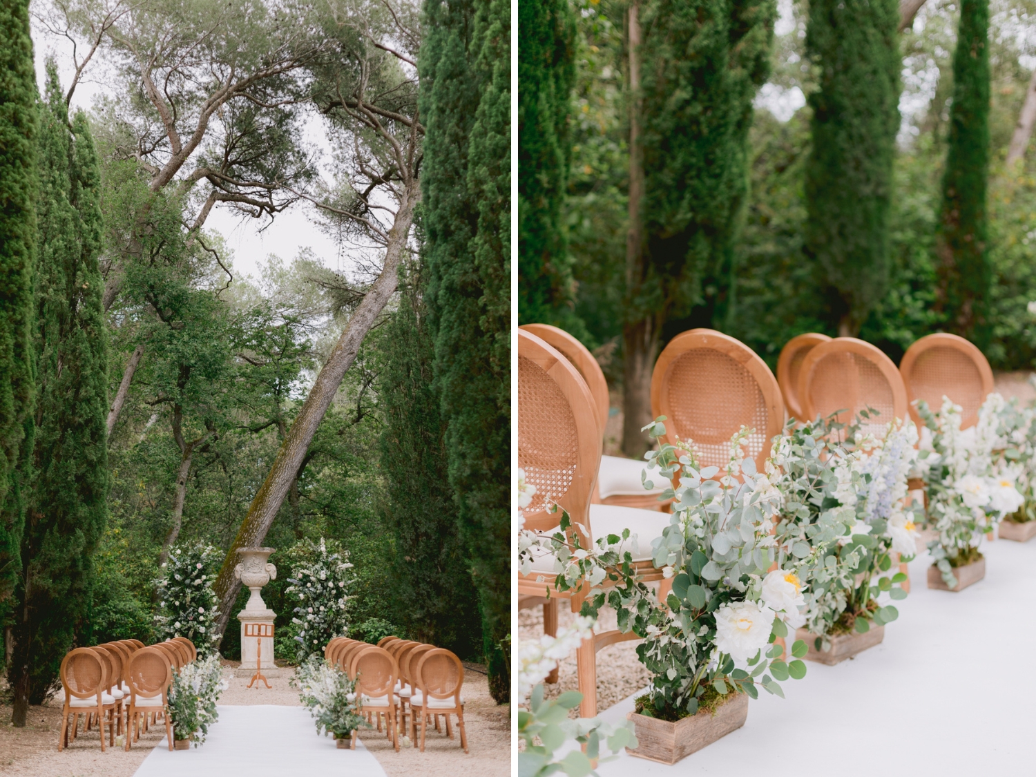 Wedding Ceremony decor at a Spring Wedding at Chateau Martinay in Provence, France