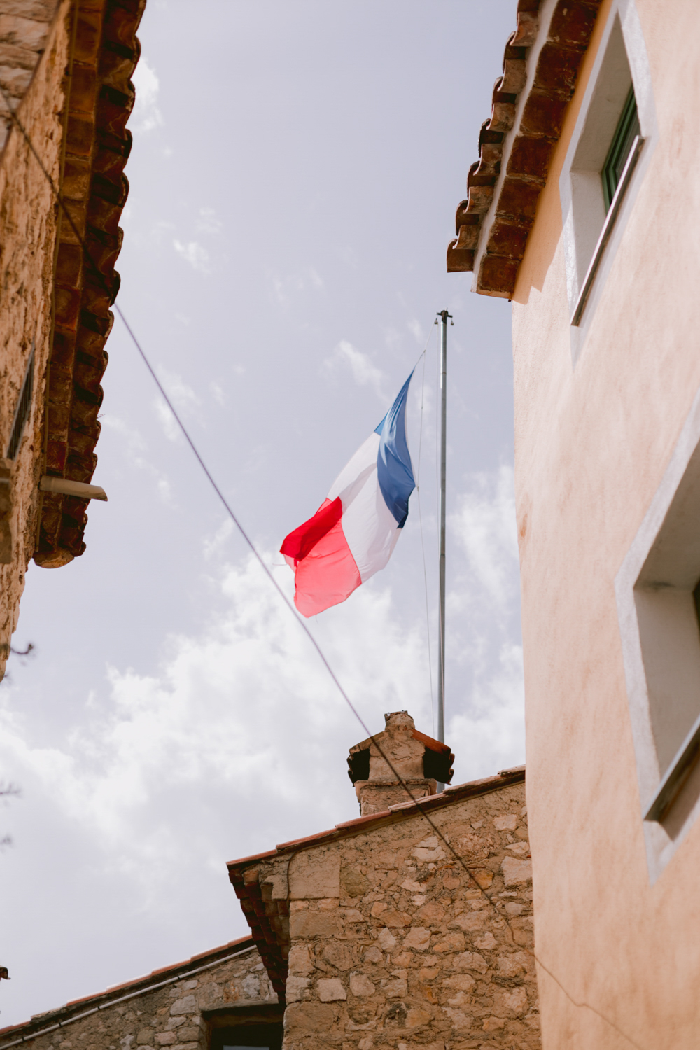 French flag in the breeze in Eze